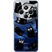 Прозрачный чехол BoxFace Xiaomi Redmi 14C с 3D-глазками Black Kitty