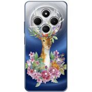 Чехол BoxFace со стразами Xiaomi Redmi 14C Deer with flowers