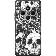 Черный чехол BoxFace Xiaomi Redmi 14C Skull and Roses