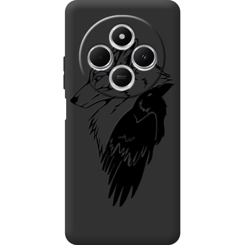 Черный чехол BoxFace Xiaomi Redmi 14C Wolf and Raven