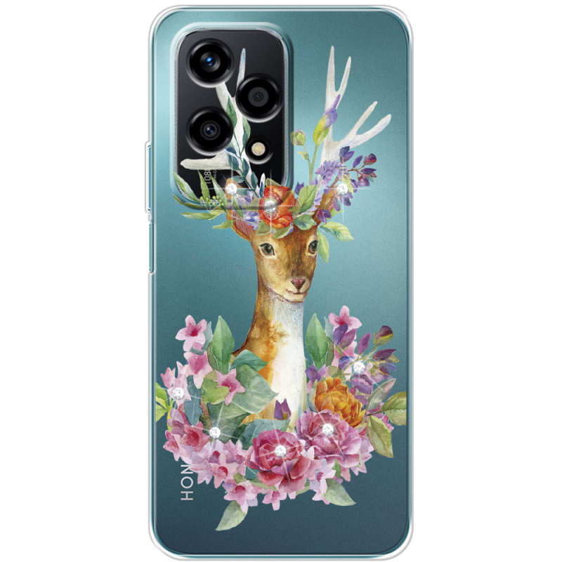 Чехол со стразами Huawei Honor 200 Lite Deer with flowers