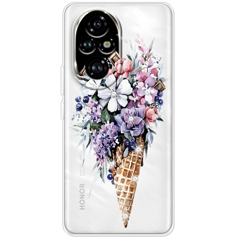 Чехол со стразами Huawei Honor 200 Pro Ice Cream Flowers