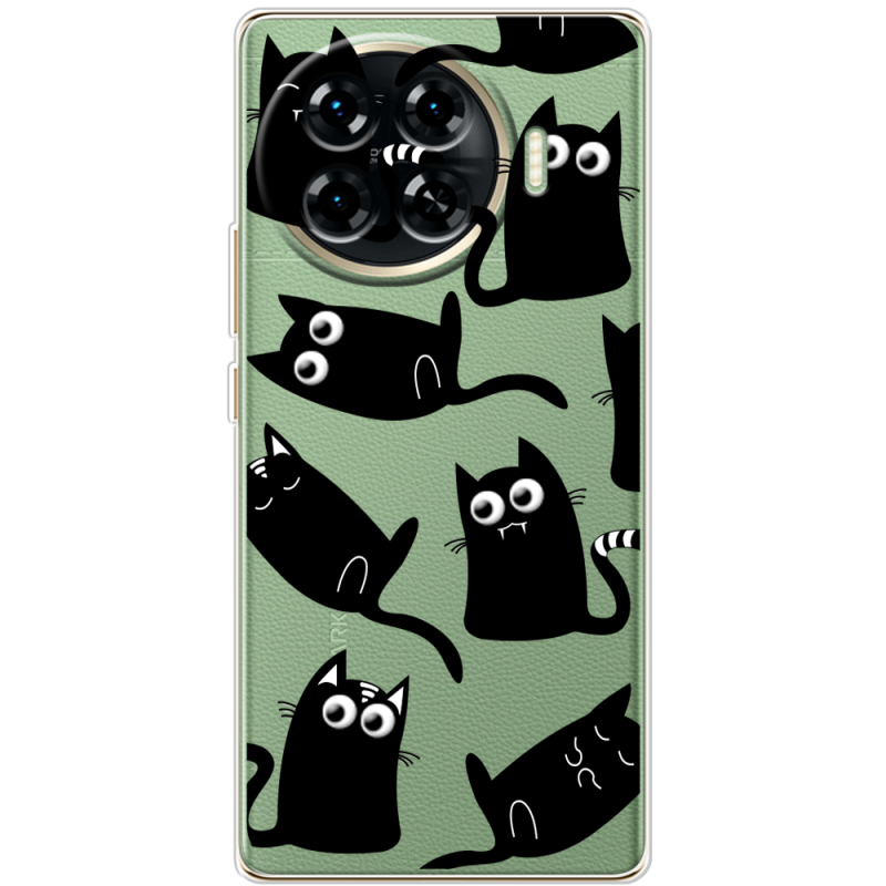 Прозрачный чехол BoxFace Tecno Spark 20 Pro Plus с 3D-глазками Black Kitty