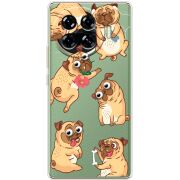 Прозрачный чехол BoxFace Tecno Spark 20 Pro Plus с 3D-глазками Pug