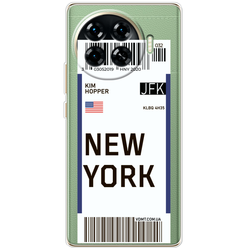 Прозрачный чехол BoxFace Tecno Spark 20 Pro Plus Ticket New York