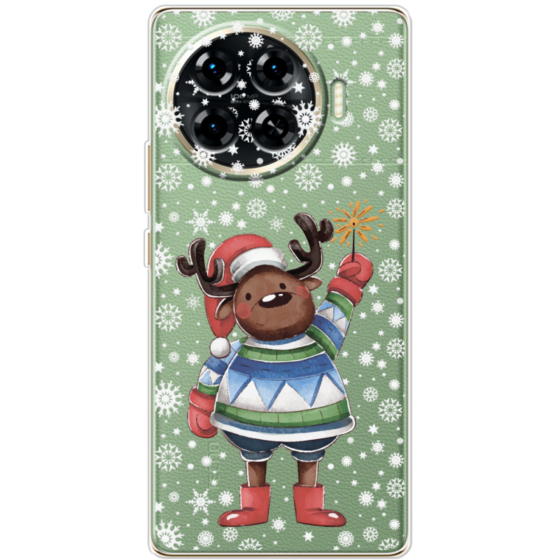 Прозрачный чехол BoxFace Tecno Spark 20 Pro Plus Christmas Deer with Snow