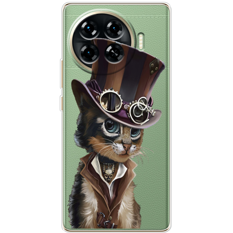 Прозрачный чехол BoxFace Tecno Spark 20 Pro Plus Steampunk Cat