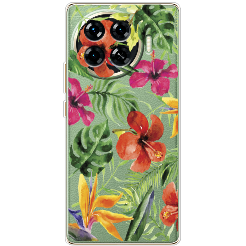 Прозрачный чехол BoxFace Tecno Spark 20 Pro Plus Tropical Flowers