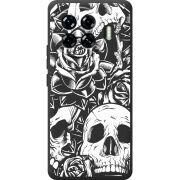 Черный чехол BoxFace Tecno Spark 20 Pro Plus Skull and Roses