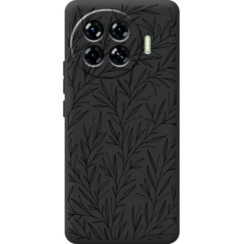 Черный чехол BoxFace Tecno Spark 20 Pro Plus Leaves