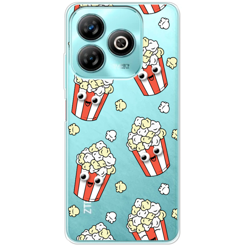 Прозрачный чехол BoxFace ZTE Blade A75 4G с 3D-глазками Popcorn