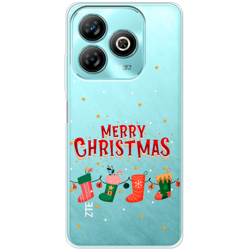 Прозрачный чехол BoxFace ZTE Blade A75 4G Merry Christmas