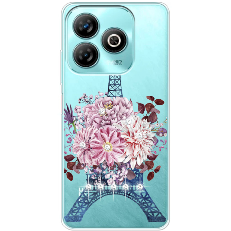 Чехол со стразами ZTE Blade A75 4G Eiffel Tower