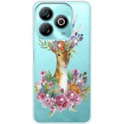 Чехол со стразами ZTE Blade A75 4G Deer with flowers