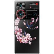 Чехол со стразами Nubia Z60 Ultra Swallows and Bloom