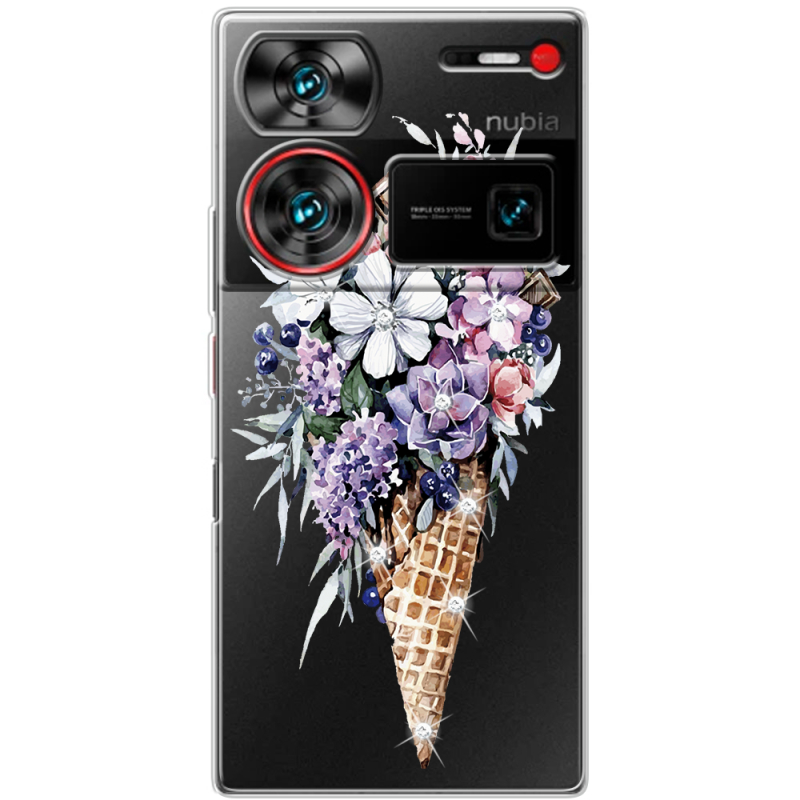 Чехол со стразами Nubia Z60 Ultra Ice Cream Flowers