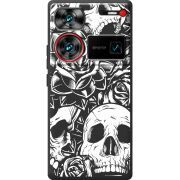 Черный чехол BoxFace Nubia Z60 Ultra Skull and Roses