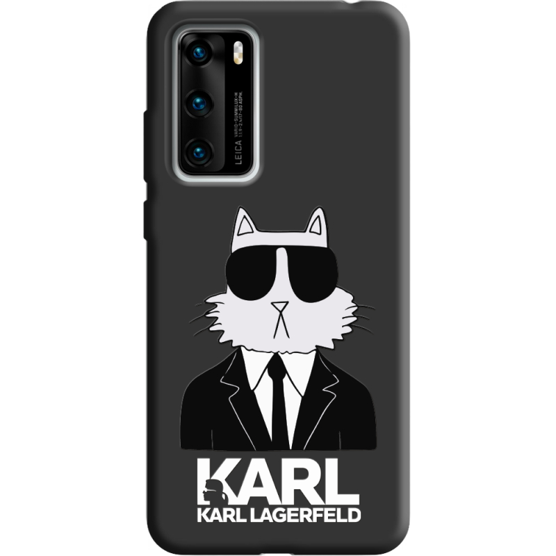 Черный чехол BoxFace Huawei P40 Cat in Black