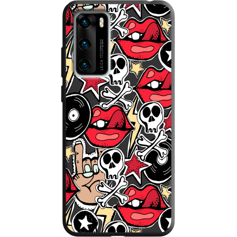 Черный чехол BoxFace Huawei P40 Rock Graffiti