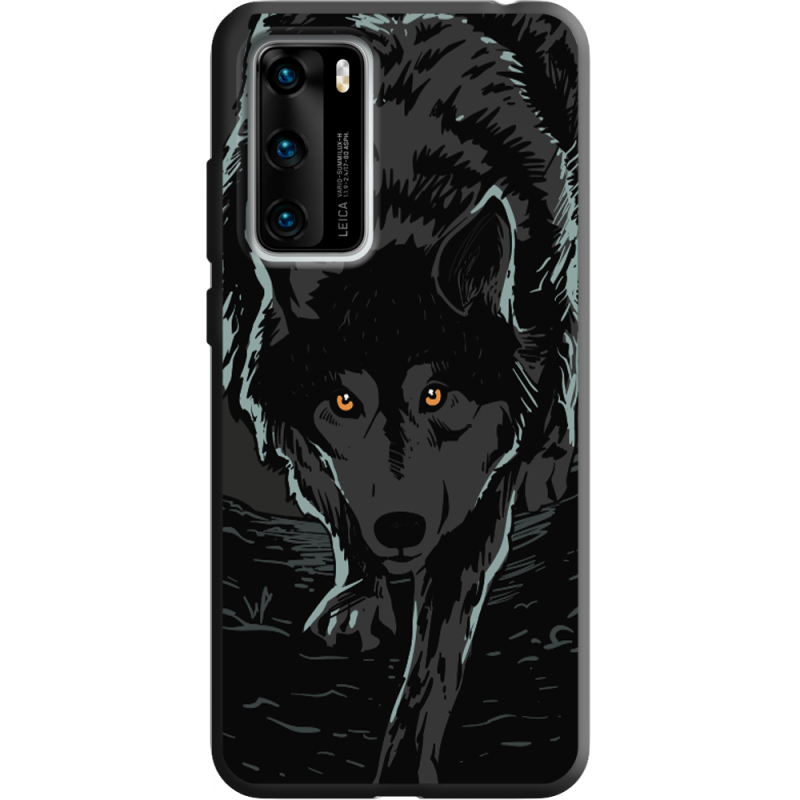 Черный чехол BoxFace Huawei P40 Wolf