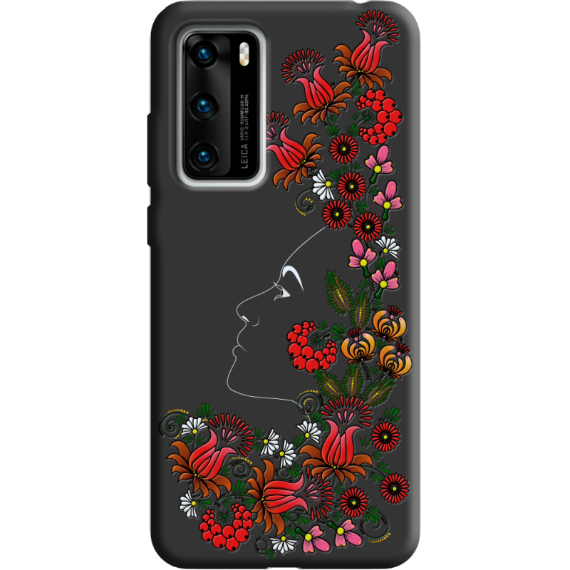 Черный чехол BoxFace Huawei P40 3D Ukrainian Muse