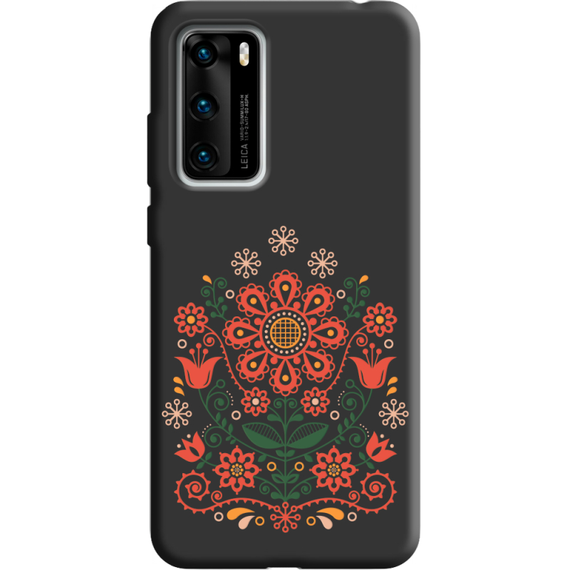 Черный чехол BoxFace Huawei P40 Ukrainian Ornament