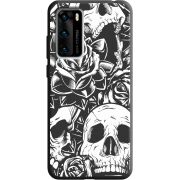 Черный чехол BoxFace Huawei P40 Skull and Roses