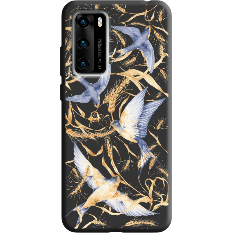 Черный чехол BoxFace Huawei P40 Ластівки
