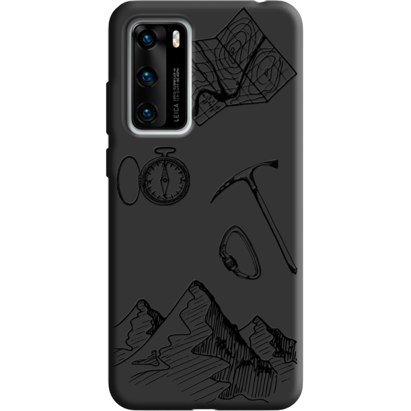 Черный чехол BoxFace Huawei P40 Mountains