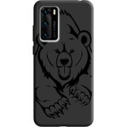 Черный чехол BoxFace Huawei P40 Grizzly Bear