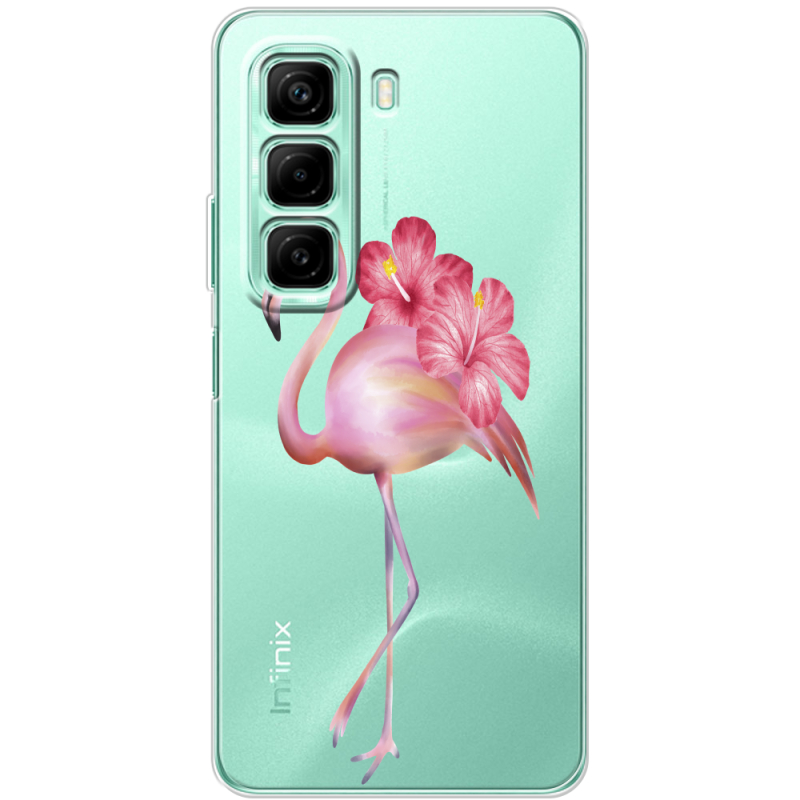 Прозрачный чехол BoxFace Infinix Hot 50 Floral Flamingo