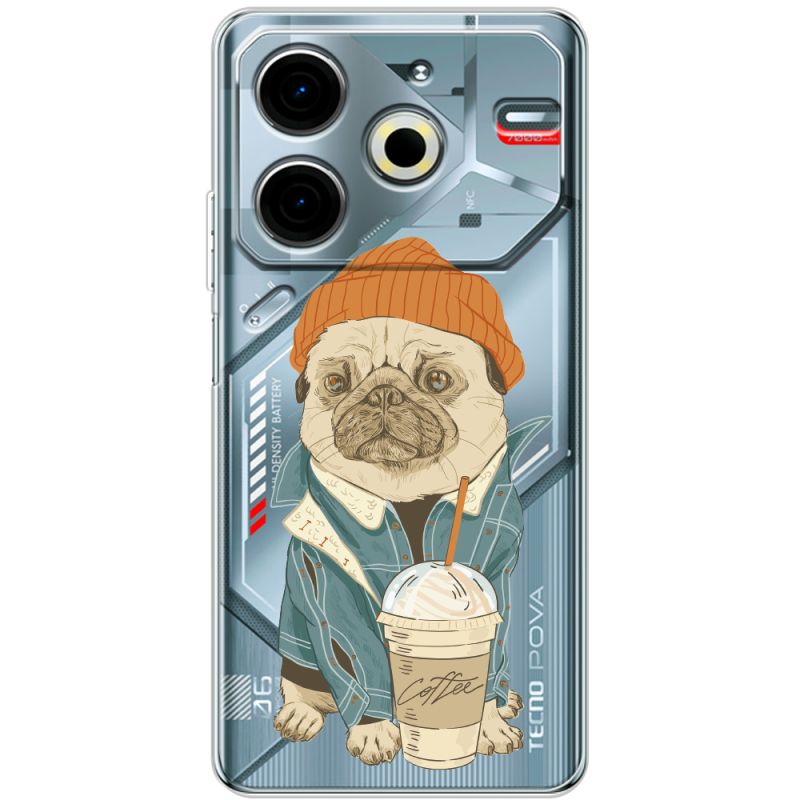 Прозрачный чехол BoxFace Tecno POVA 6 Neo Dog Coffeeman