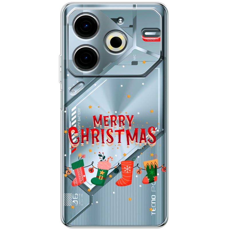 Прозрачный чехол BoxFace Tecno POVA 6 Neo Merry Christmas