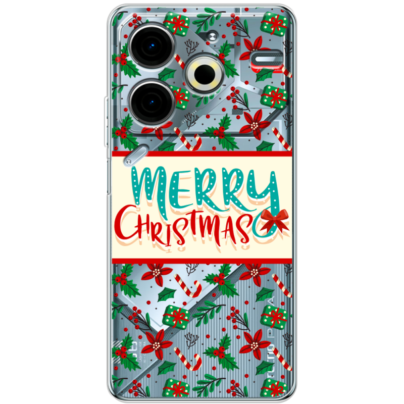 Прозрачный чехол BoxFace Tecno POVA 6 Neo Vintage Christmas Pattern