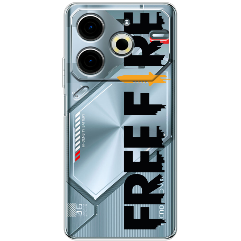 Прозрачный чехол BoxFace Tecno POVA 6 Neo Free Fire Black Logo