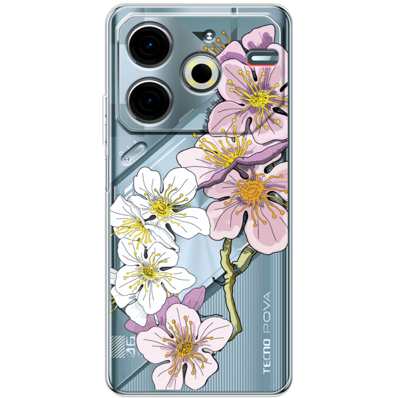 Прозрачный чехол BoxFace Tecno POVA 6 Neo Cherry Blossom