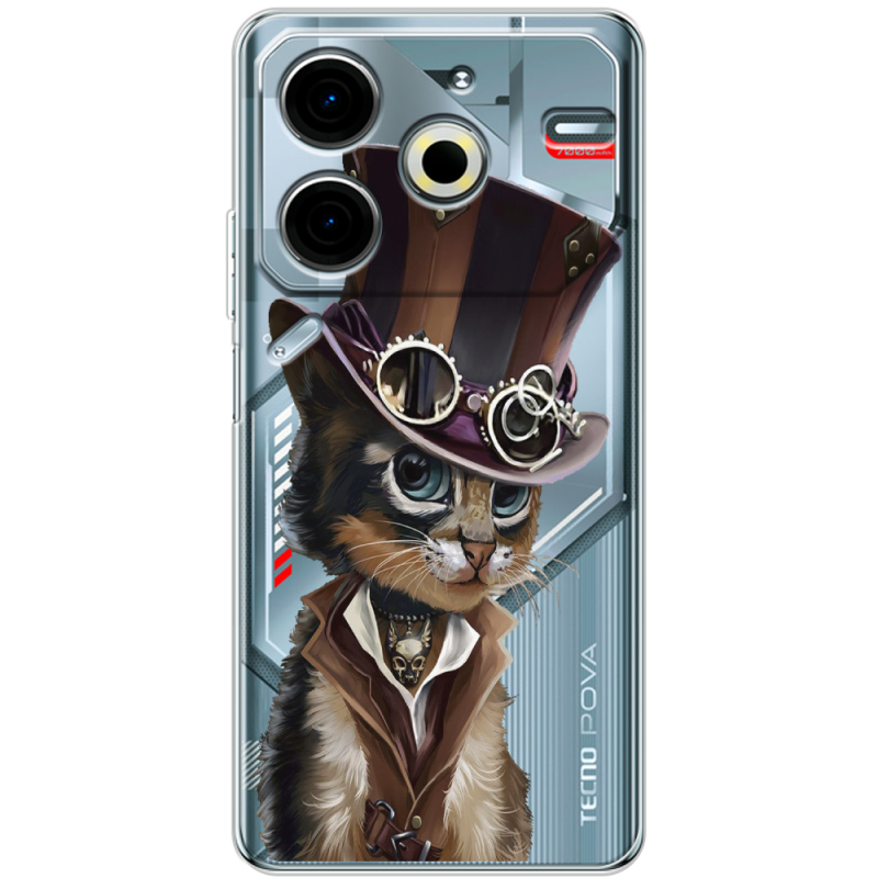 Прозрачный чехол BoxFace Tecno POVA 6 Neo Steampunk Cat