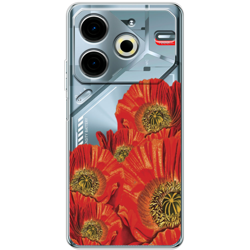 Прозрачный чехол BoxFace Tecno POVA 6 Neo Red Poppies