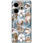 Прозрачный чехол BoxFace Tecno POVA 6 Neo Cotton and Rabbits