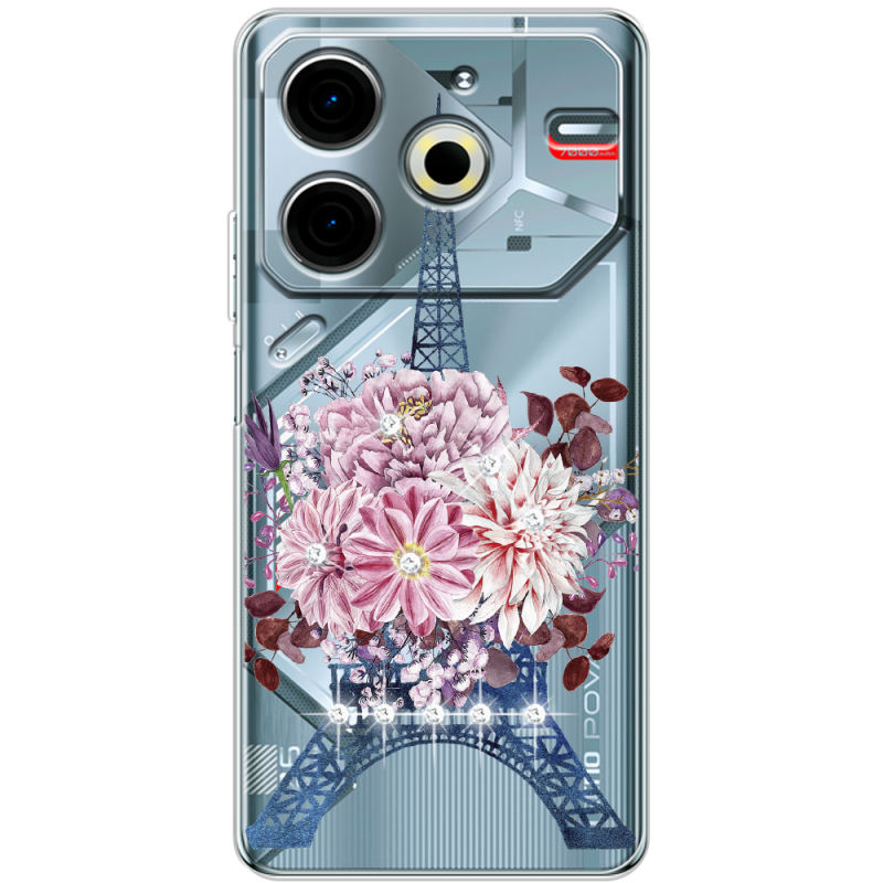 Чехол со стразами BoxFace Tecno POVA 6 Neo Eiffel Tower