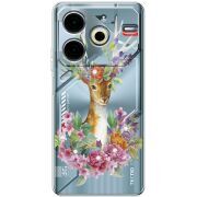 Чехол со стразами BoxFace Tecno POVA 6 Neo Deer with flowers