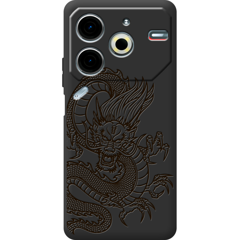 Черный чехол BoxFace Tecno POVA 6 Neo Chinese Dragon