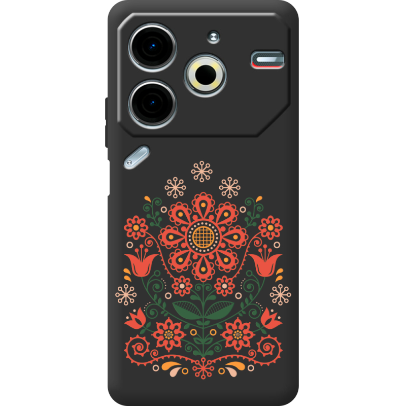 Черный чехол BoxFace Tecno POVA 6 Neo Ukrainian Ornament