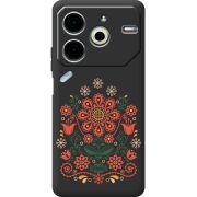 Черный чехол BoxFace Tecno POVA 6 Neo Ukrainian Ornament