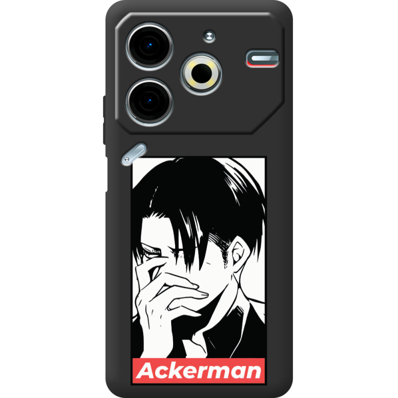 Черный чехол BoxFace Tecno POVA 6 Neo Attack On Titan - Ackerman