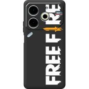 Черный чехол BoxFace Tecno POVA 6 Neo Free Fire White Logo