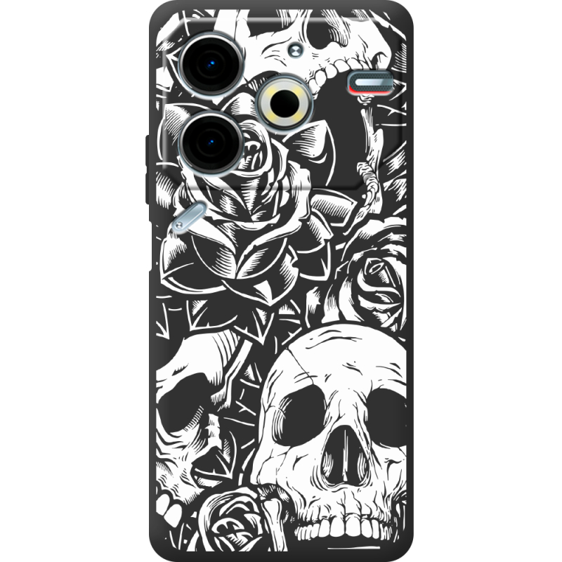 Черный чехол BoxFace Tecno POVA 6 Neo Skull and Roses