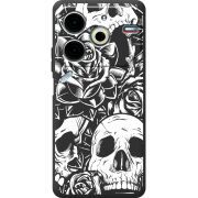 Черный чехол BoxFace Tecno POVA 6 Neo Skull and Roses