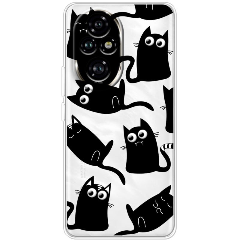 Прозорий чохол BoxFace Honor 200 с 3D-глазками Black Kitty