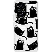 Прозорий чохол BoxFace Honor 200 с 3D-глазками Black Kitty